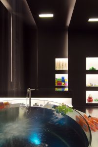 Vaso de agua central en Jabonería Glup Glup