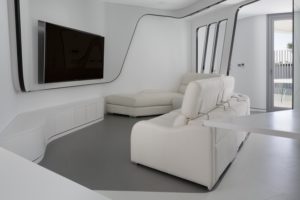 Salón y TV-Diseño interior vivienda futurista en Elche