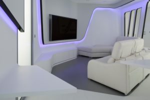 Salón y TV-Diseño interior vivienda futurista en Elche